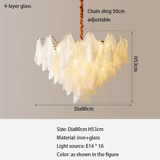 French Light and Luxury Restaurant Pendant Lamp - Postmodern Elegance with a Retro Glass Feather Design for Bedrooms and Dining Spaces - DecorGlobe