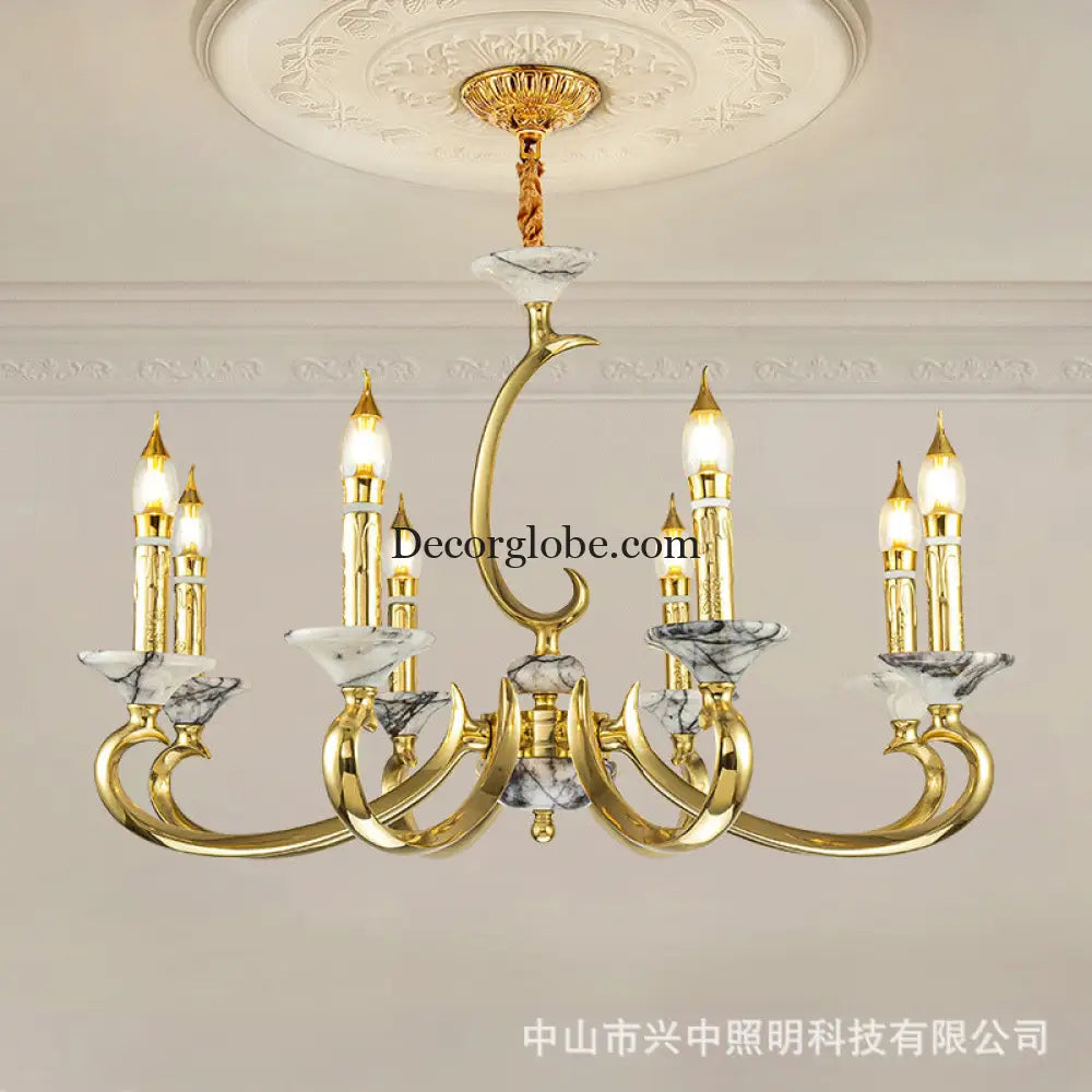 French Retro All-Copper Crystal Branch Chandelier Chandelier