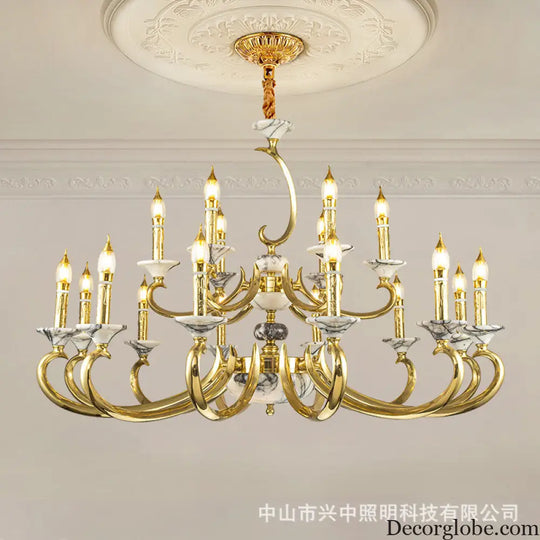 French Retro All-Copper Crystal Branch Chandelier Chandelier