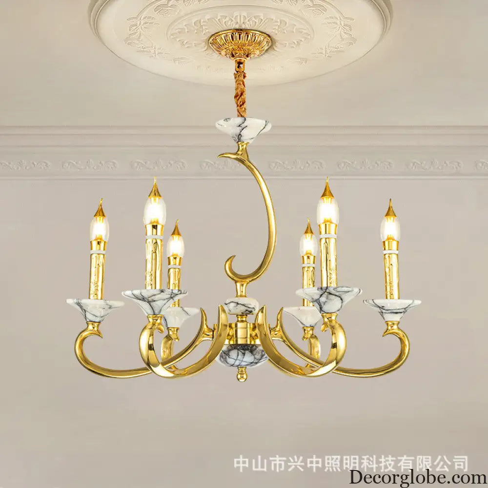 French Retro All-Copper Crystal Branch Chandelier Chandelier