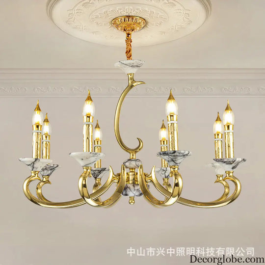 French Retro All-Copper Crystal Branch Chandelier Chandelier