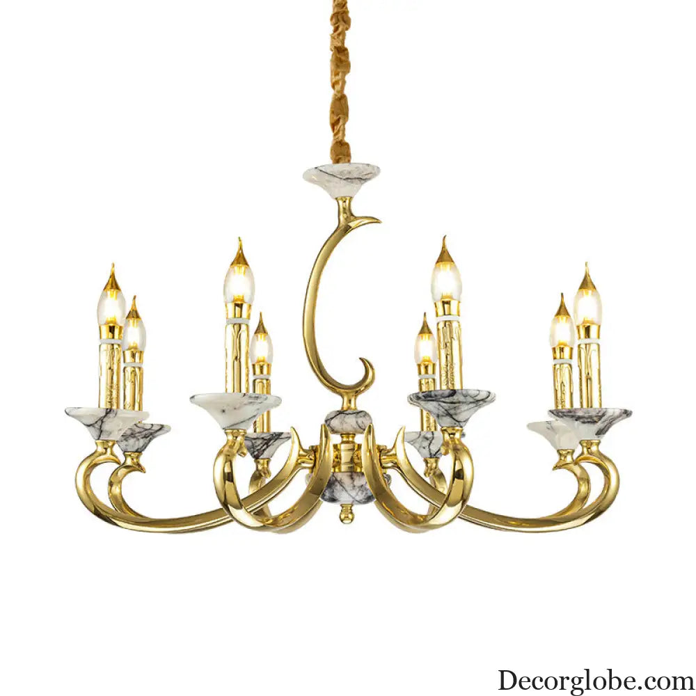 French Retro All-Copper Crystal Branch Chandelier Chandelier