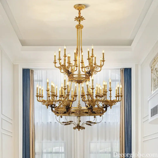 French Retro Brass Angel Candle Chandelier 60lights D170 H230cm Chandelier