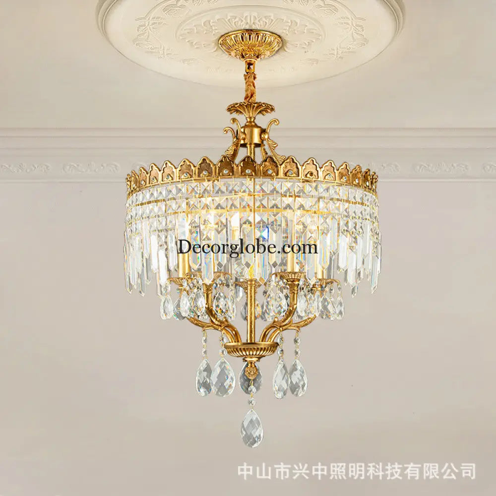 French Vintage All-Copper Crown Crystal Chandelier Chandelier