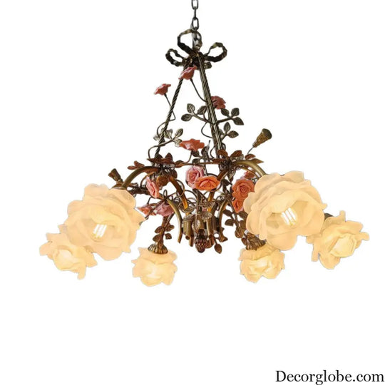 French-Style All-Copper Chandelier with Vintage Design for Living Room Classical Bedroom Romantic Rose Flower Dining