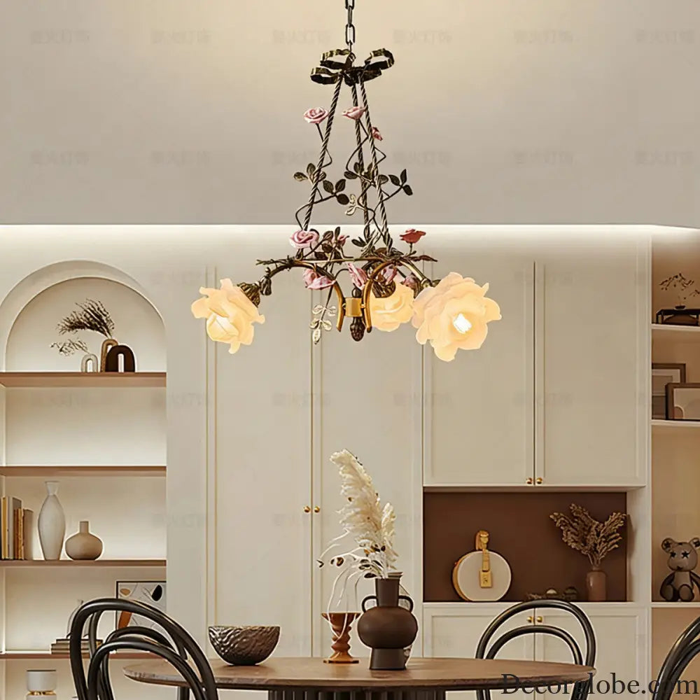French-Style All-Copper Chandelier with Vintage Design for Living Room Classical Bedroom Romantic Rose Flower Dining