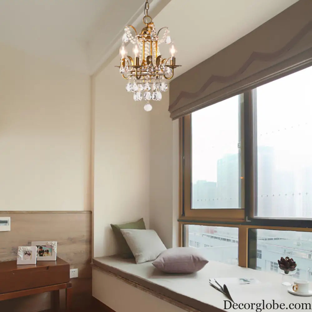 Gemma Elegance Meets Sparkling Brilliance: The Gold Crystal Drop Chandelier - DecorGlobe