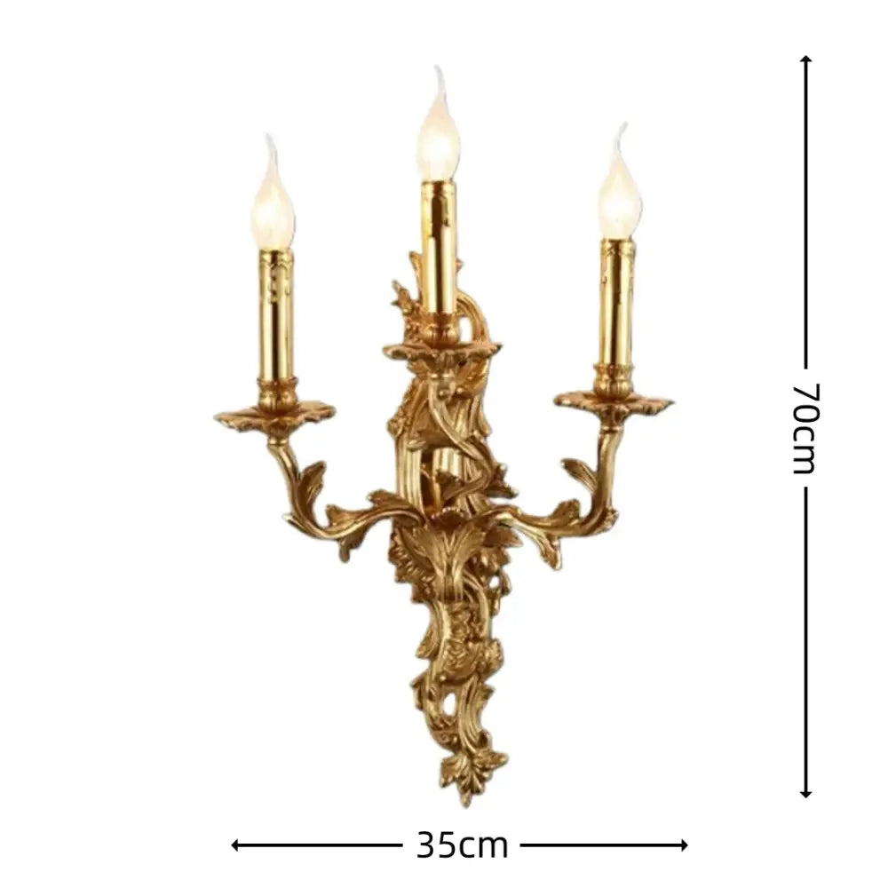 European Nordic 2 heads/3 heads/5 heads Classic Vintage Sconces Royal Lamp Copper Candle Light Hotel Retro Wall Lamps