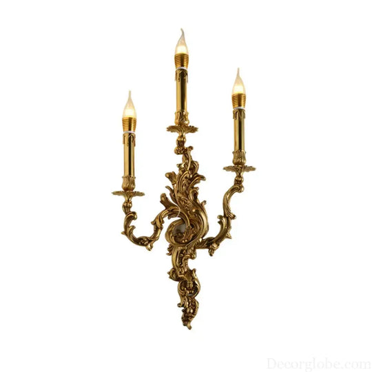 European Nordic 2 heads/3 heads/5 heads Classic Vintage Sconces Royal Lamp Copper Candle Light Hotel Retro Wall Lamps