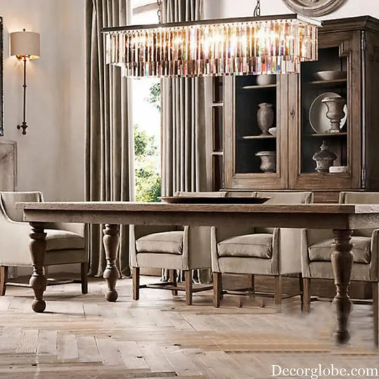 Timeless American Classic Crystal LED Chandeliers - Illuminate and Elevate Your Space with High-Quality Rectangular Lighting for Foyers, Living Rooms, and Dining Rooms - DecorGlobe