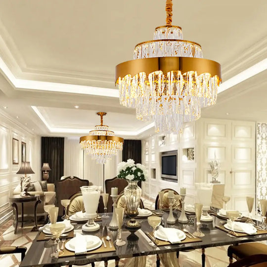 Alessandra Gold Cascade: Crystal Elegance for Your Dining Room - DecorGlobe