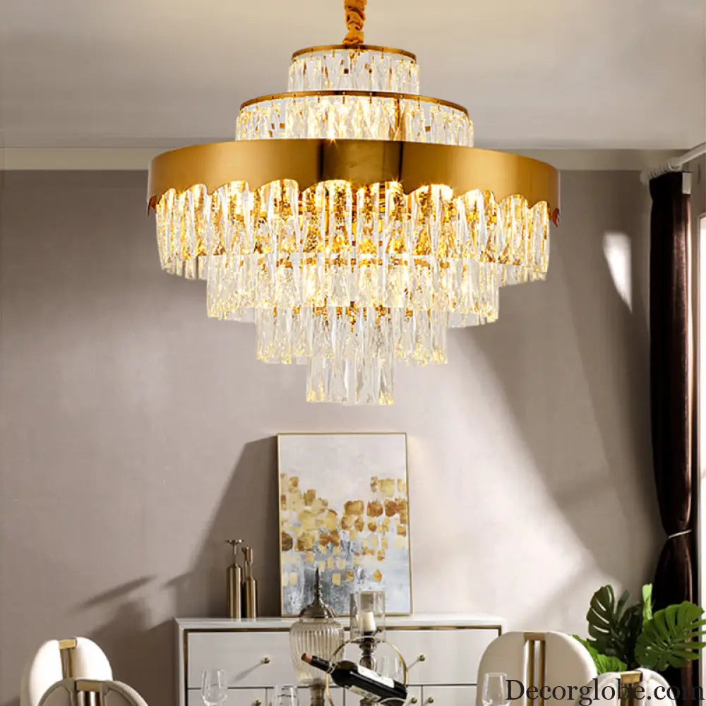 Alessandra Gold Cascade: Crystal Elegance for Your Dining Room - DecorGlobe