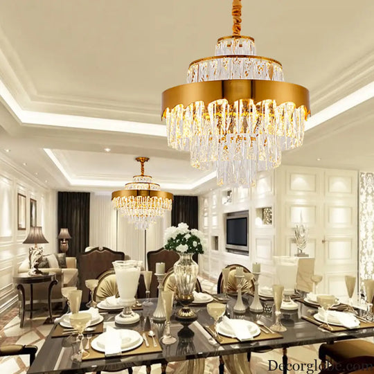 Alessandra Gold Cascade: Crystal Elegance for Your Dining Room - DecorGlobe