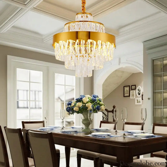 Alessandra Gold Cascade: Crystal Elegance for Your Dining Room - DecorGlobe