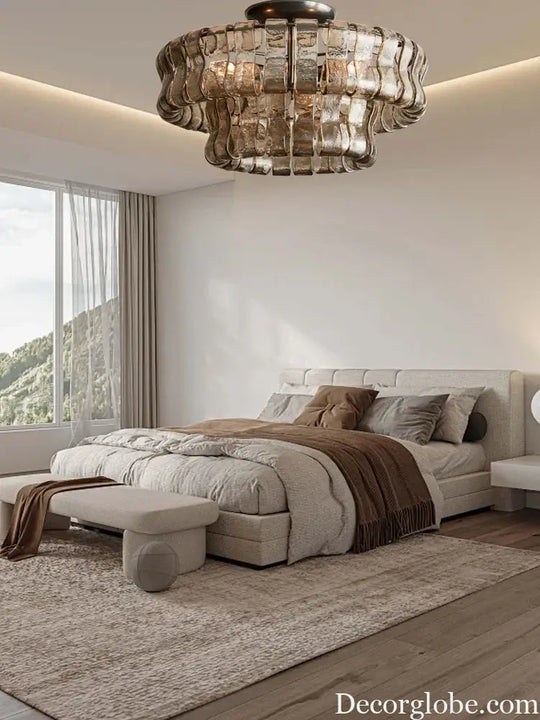 Gray Glass Round Ceiling Chandelier Chandelier