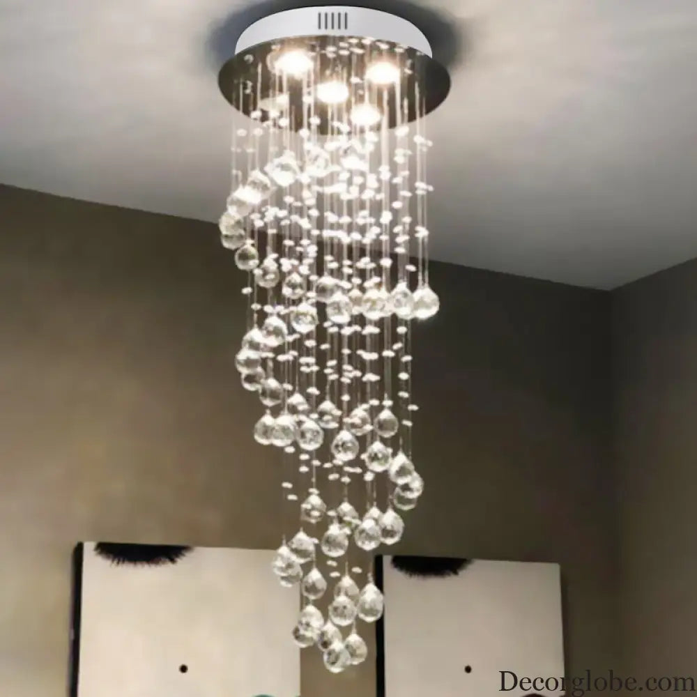 Haisley Modern Crystal Chandelier - Flush Mount Ceiling Light with 5 Lights - DecorGlobe