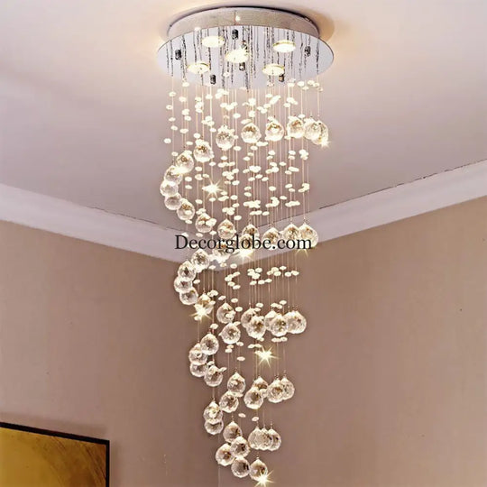 Haisley Modern Crystal Chandelier - Flush Mount Ceiling Light with 5 Lights - DecorGlobe