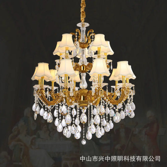 Hazel European Retro Crystal Copper Chandelier for Villa Chandelier