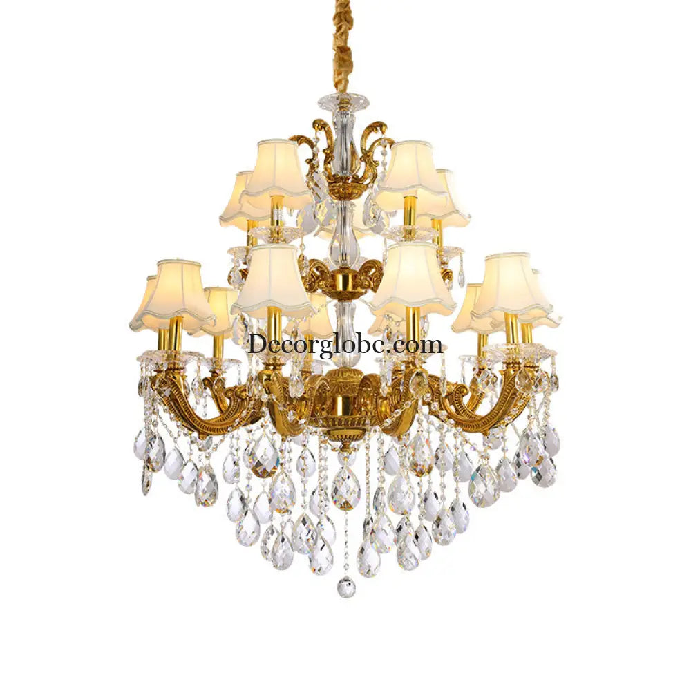 Hazel European Retro Crystal Copper Chandelier for Villa Chandelier