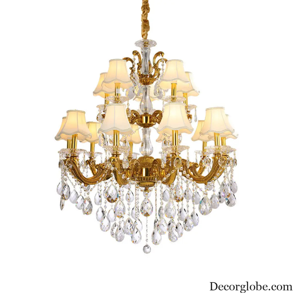 Hazel European Retro Crystal Copper Chandelier for Villa Chandelier