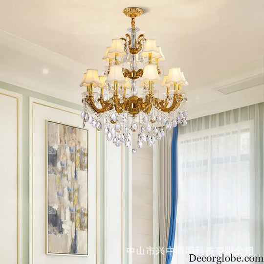 Hazel European Retro Crystal Copper Chandelier for Villa Chandelier