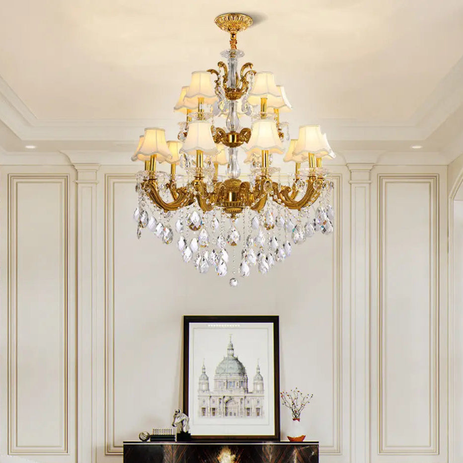 Hazel European Retro Crystal Copper Chandelier for Villa Chandelier