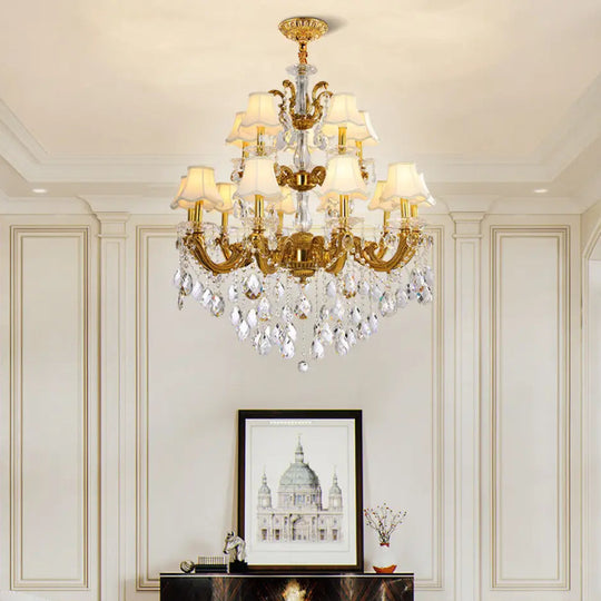 Hazel European Retro Crystal Copper Chandelier for Villa Chandelier