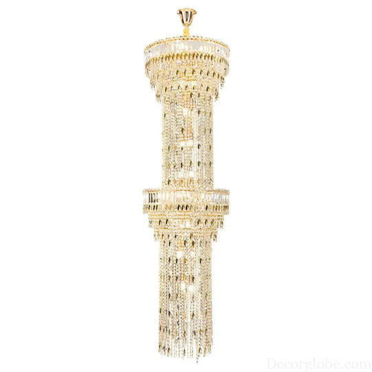 Hollow Spiral Crystal Long Chandelier for Staircase and Living Room Chandelier