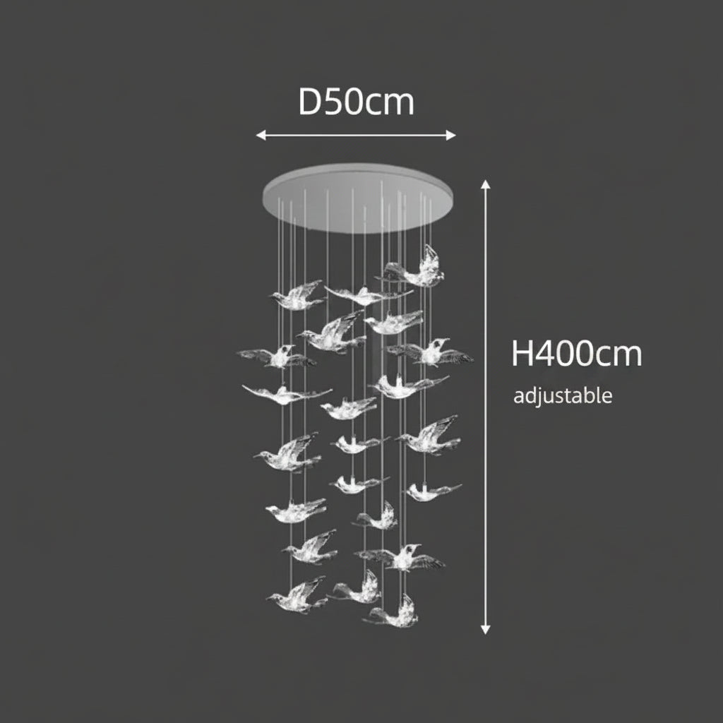 Acrylic Bird LED Pendant Lamp Pigeon Staircase Chandelier Hall Ceiling Hanging Lights Indoor Stair Artistic Decoration