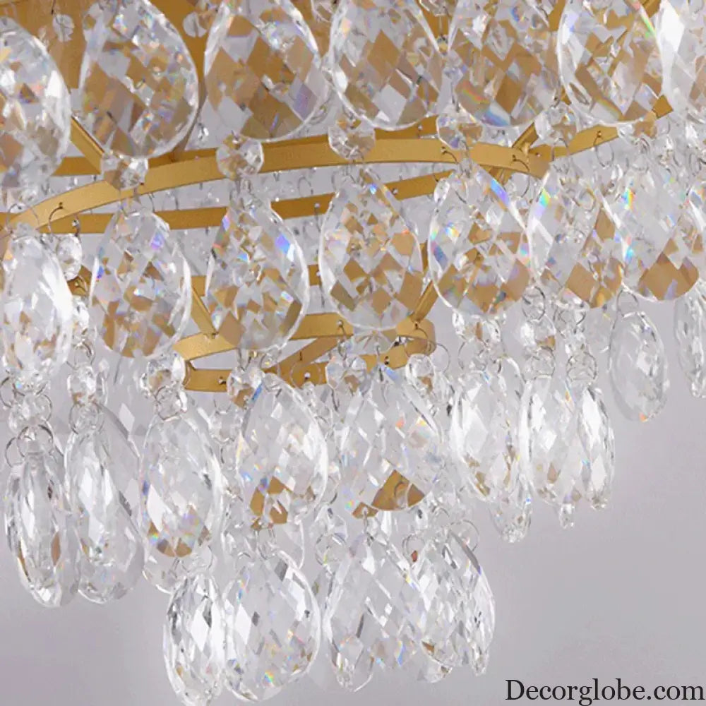 Elegant French Pastoral Golden Crystal Chandelier - Perfect for Living Rooms, Dining Rooms, Bedrooms, and Entrances - DecorGlobe