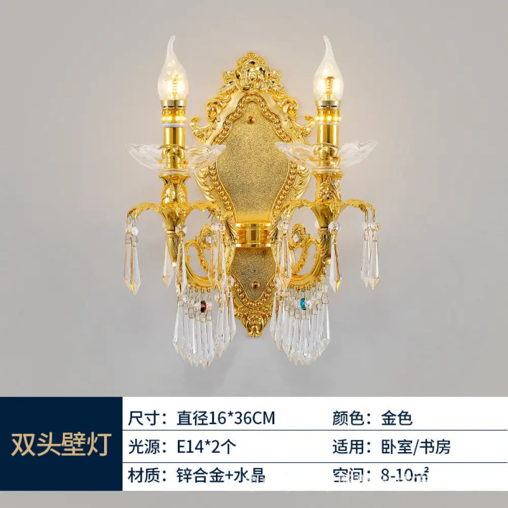 European Crystal Branch Chandelier for Villa Staircase Double head wall light