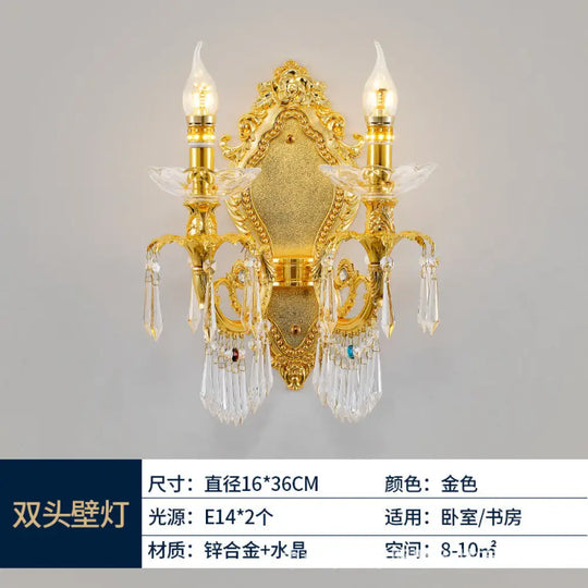 European Crystal Branch Chandelier for Villa Staircase Double head wall light