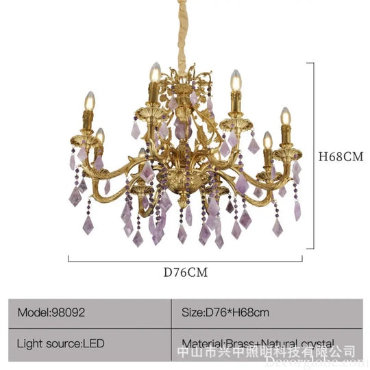 European Luxury Crystal Suspended Chandelier D76 H68cm