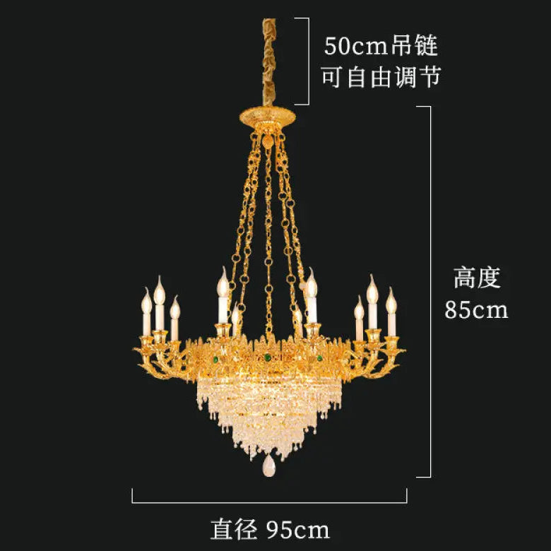 French style copper living room chandelier European style dining room bedroom candle lighting creative atmosphere Villa