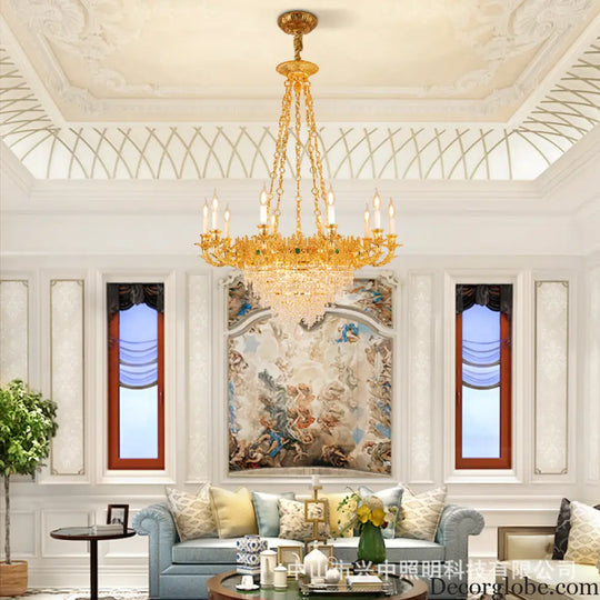 French style copper living room chandelier European style dining room bedroom candle lighting creative atmosphere Villa
