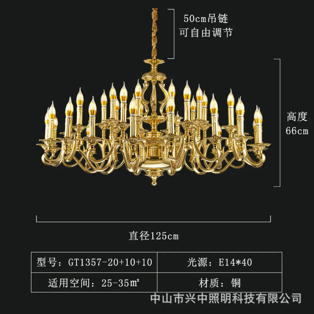 Josephine French Retro All-Copper Luxury Crystal Chandelier 20 + 10 + 10 head chandelier (diameter 125cm, height 66cm)