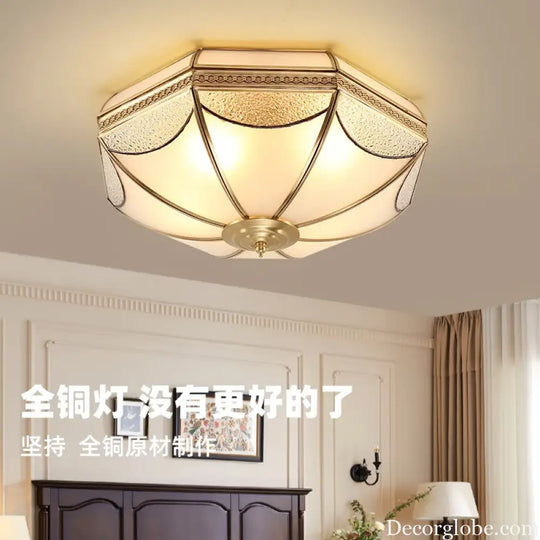 Nordic Luxury Glass LED Ceiling Lamp Modern Retro Copper Lighting Fixtures Living Room Bedroom Kitchen Corridor