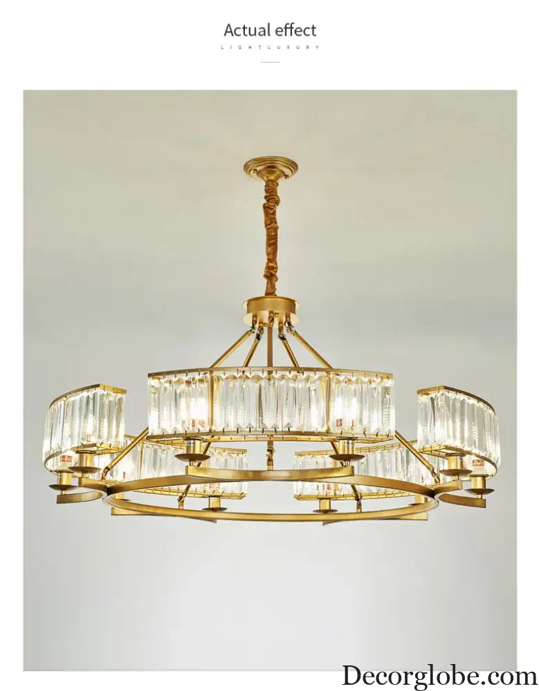 Zoe's K9 Crystal Modern Glass Chandelier - Copper Luxury Hanging Lamp - DecorGlobe