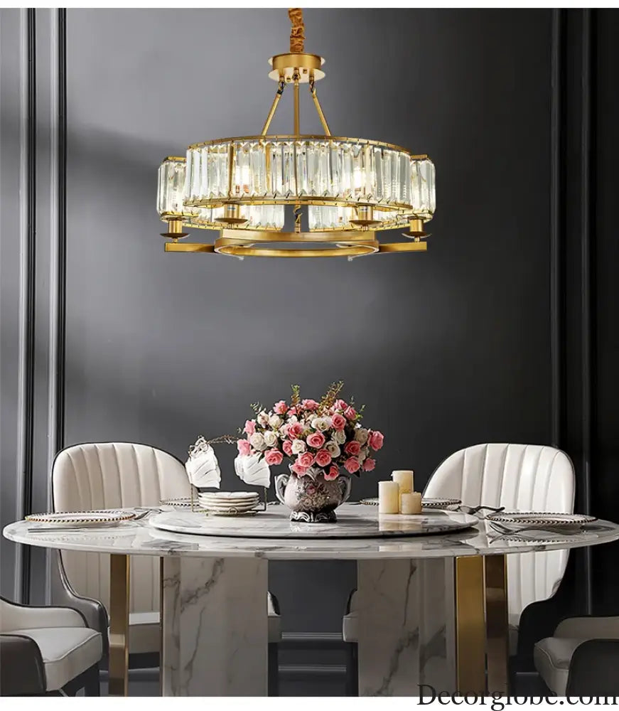 Zoe's K9 Crystal Modern Glass Chandelier - Copper Luxury Hanging Lamp - DecorGlobe