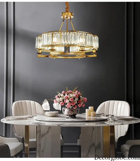 Zoe's K9 Crystal Modern Glass Chandelier - Copper Luxury Hanging Lamp - DecorGlobe