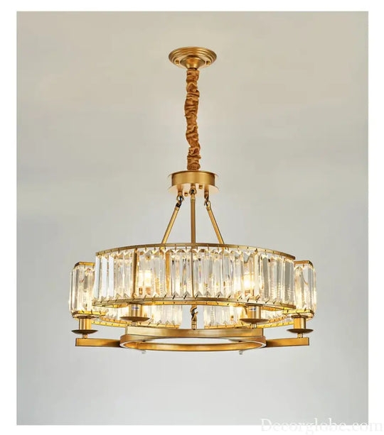 Zoe's K9 Crystal Modern Glass Chandelier - Copper Luxury Hanging Lamp - DecorGlobe