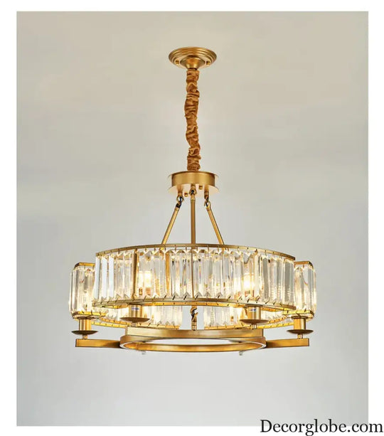 Zoe's K9 Crystal Modern Glass Chandelier - Copper Luxury Hanging Lamp - DecorGlobe