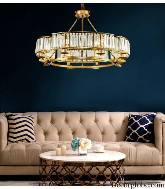 Zoe's K9 Crystal Modern Glass Chandelier - Copper Luxury Hanging Lamp - DecorGlobe