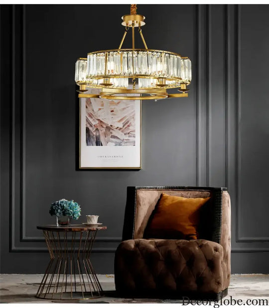 Zoe's K9 Crystal Modern Glass Chandelier - Copper Luxury Hanging Lamp - DecorGlobe