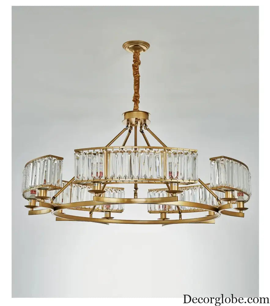 Zoe's K9 Crystal Modern Glass Chandelier - Copper Luxury Hanging Lamp - DecorGlobe