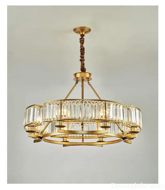 Zoe's K9 Crystal Modern Glass Chandelier - Copper Luxury Hanging Lamp - DecorGlobe