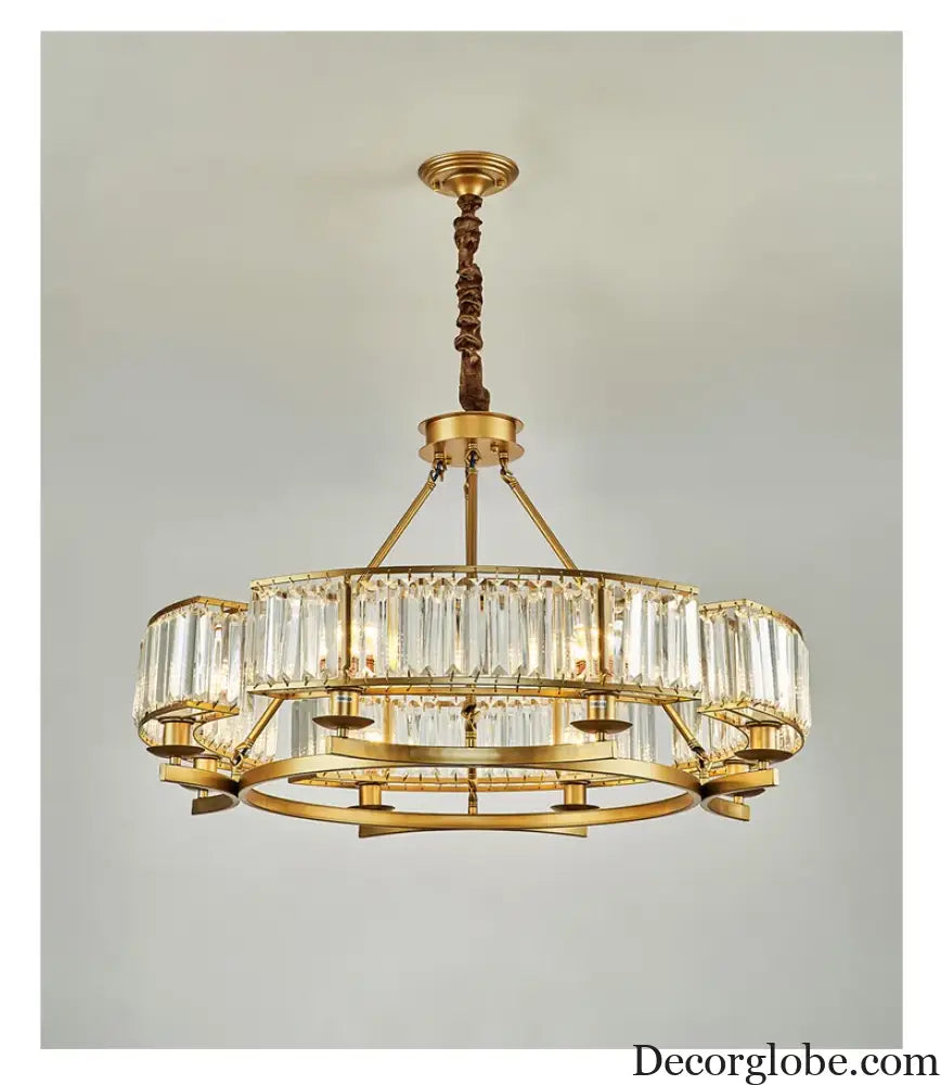 Zoe's K9 Crystal Modern Glass Chandelier - Copper Luxury Hanging Lamp - DecorGlobe