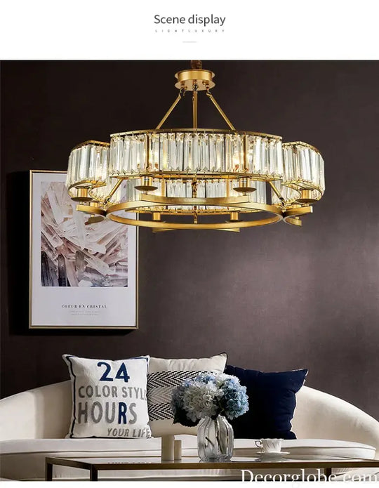 Zoe's K9 Crystal Modern Glass Chandelier - Copper Luxury Hanging Lamp - DecorGlobe