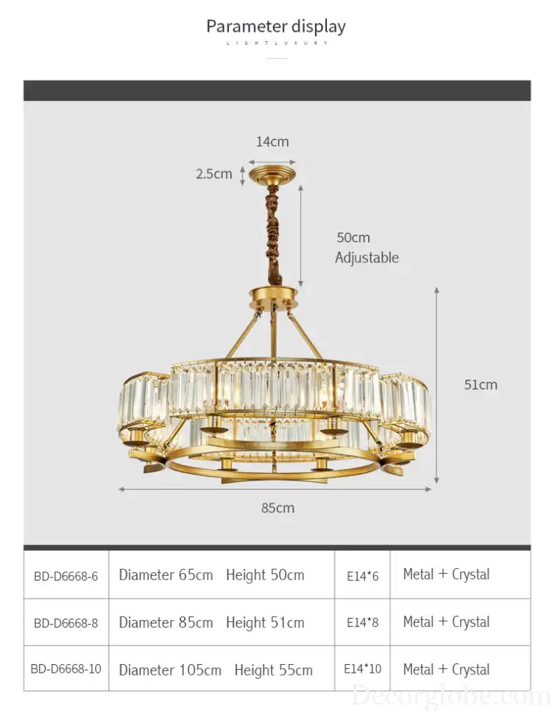 Zoe's K9 Crystal Modern Glass Chandelier - Copper Luxury Hanging Lamp - DecorGlobe
