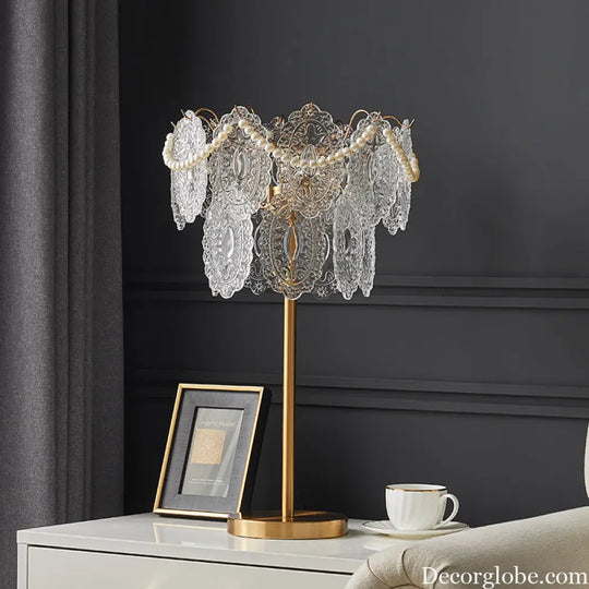 French-Style Light Luxury Crystal Floor Lamp for Living Room Modern and Simple Creative Bedroom Bedside Table Lamp